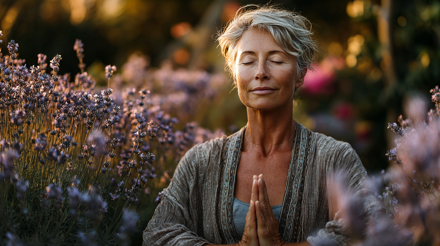 Група възрастни хора практикуват йога на открито
